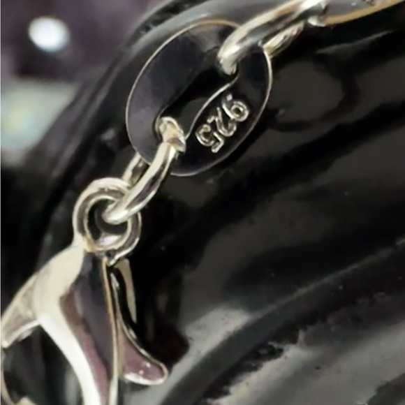 Azurite Fan Pendant Natural Stone Sterling Silver 925 Necklace 18โ - Picture 7 of 7